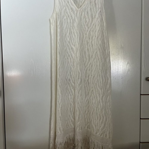 Boho dress-kaftan Zara large beige, like new, straight cut with fringes
