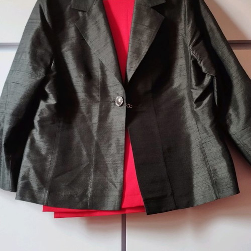Makis Tselios pants and jacket set silk and polyester