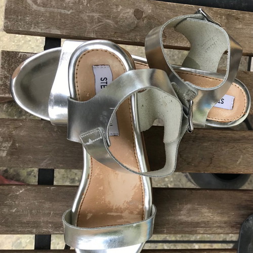 Steve Madden leather platform sandals like new, silver metallic, size 39-40