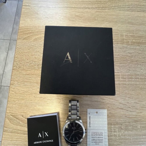 Armani Exchange men's wristwatch, black and silver, authentic