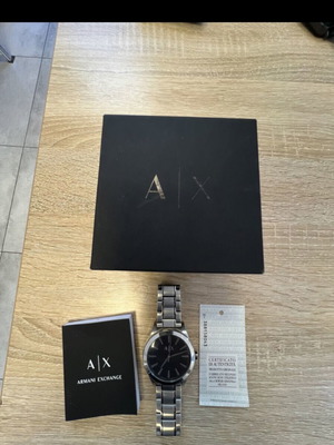 Armani Exchange men's wristwatch, black and silver, authentic