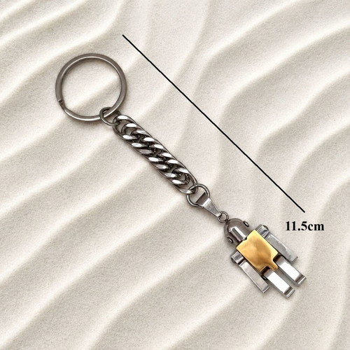 Steel Robot Keychain new, yellow and silver