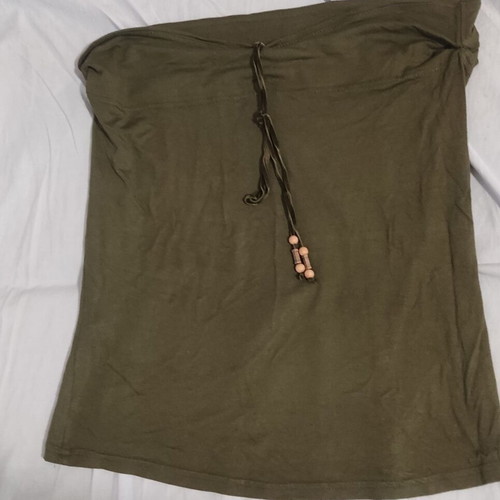 Strapples top khaki elastic Large Bershka like new
