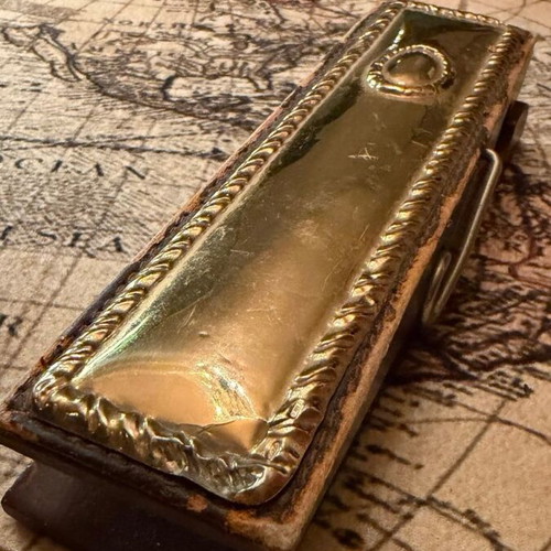 Vintage decorative desk clip with metal overlay used
