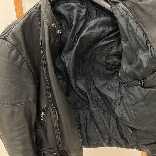 Motorcycle jacket made of calf leather used, size S, black