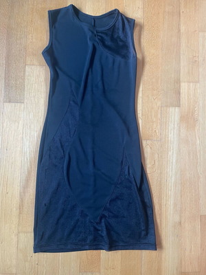 Black elastic mini dress used, size S with transparent details