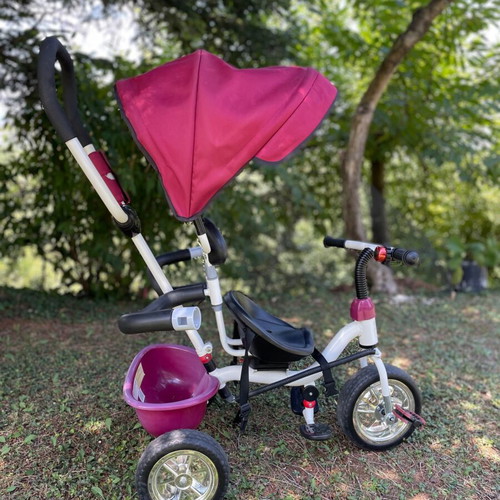 Children's tricycle with rotating seat, parent handle and sunshade, new