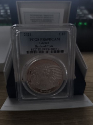 Silver coin 80 years Battle of Crete PCGS PR69CAM new