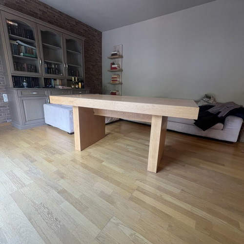 Wooden dining set with 6 chairs used, solid oak table