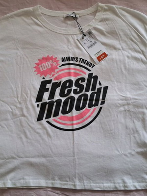 Zara cotton t-shirt new, white and pink, size L