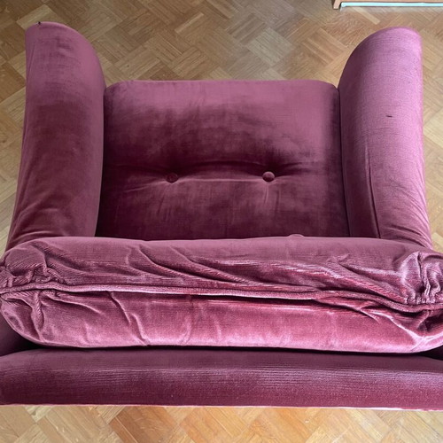 Vintage velvet living room set 1970s, burgundy