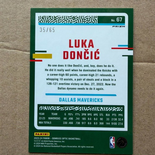 Panini Optic Luka Doncic like new /65