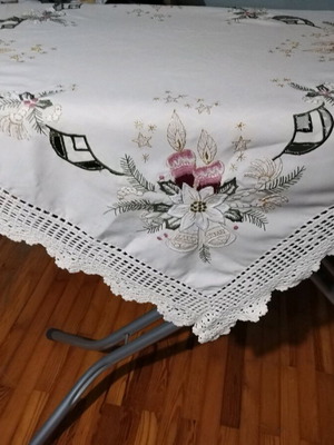 Christmas cotton tablecloth 85x85 new