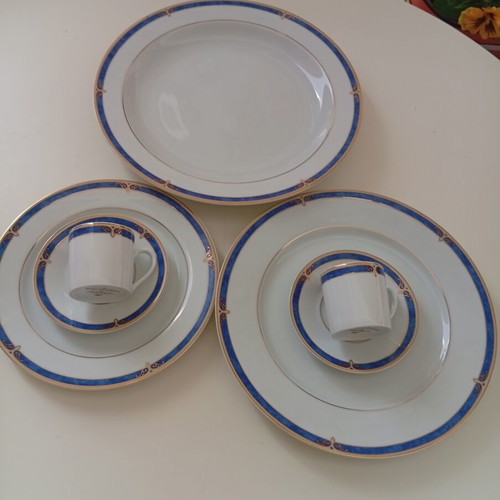 Limoges Bernardaud Calypso Bleu coffee set new, 5 pieces