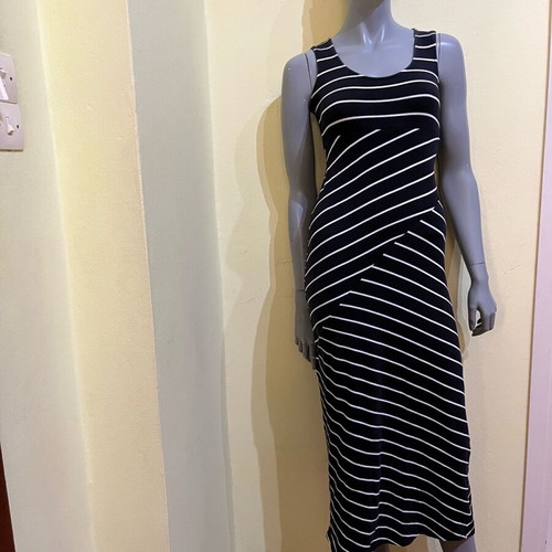 Dress blue navy and white striped used, size S