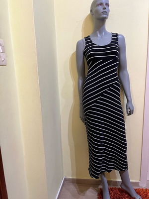Dress blue navy and white striped used, size S