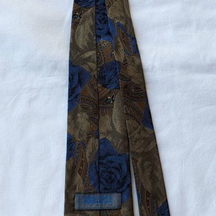 Kenzo tie used, 100% silk blue, gray and gold