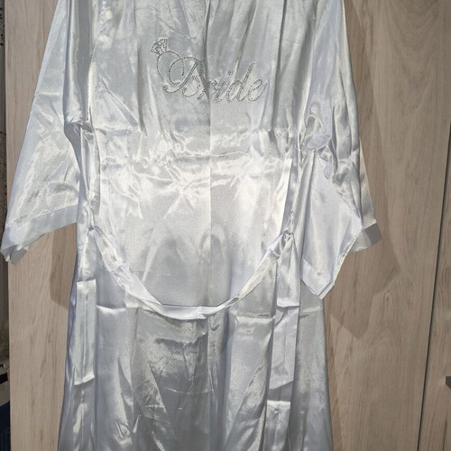 Bride robe size XL and men's and women's Just Married glasses like new