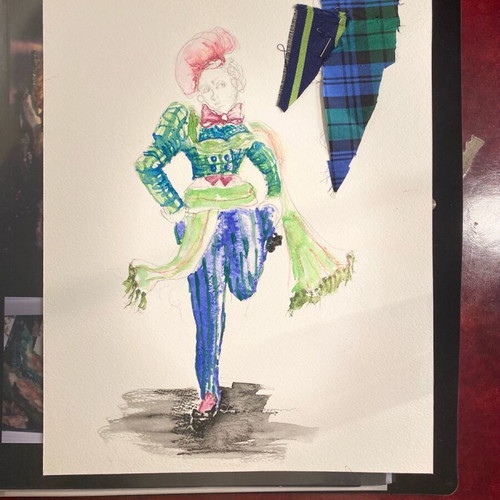 Theatrical costume design used, Alice in Wonderland, watercolor A3