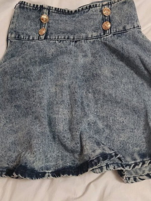 Shein mod denim mini skirt like new, size 28, blue
