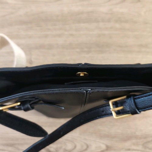 Zara Black Bucket Bag with Decorative Buckles and Web Strap like new