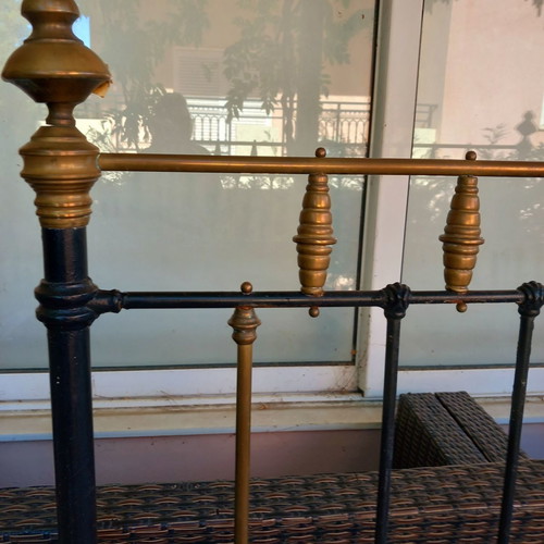 Old metal bed headboard used