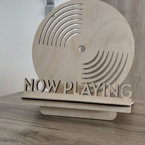 Custom wooden vinyl record stand "Now Playing"