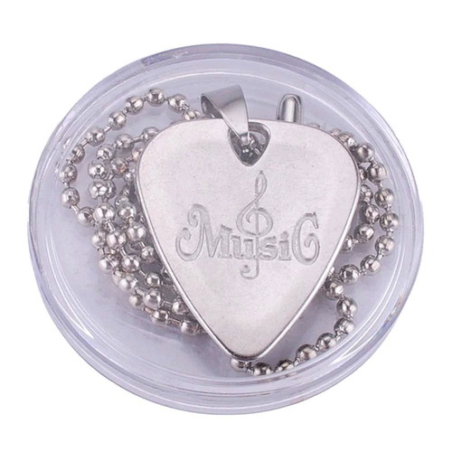 Guitar Pick Necklace Silver New