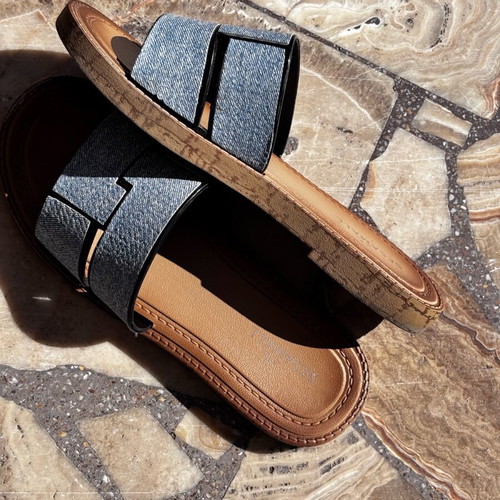 Summer flat sandals used, size 38, denim style