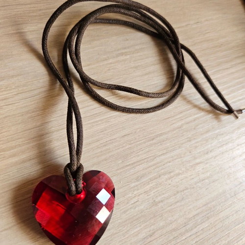 Swarovski necklace like new with red heart crystals