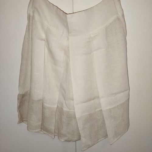 La Stampa Ecru Linen Skirt new, size XL 42 14