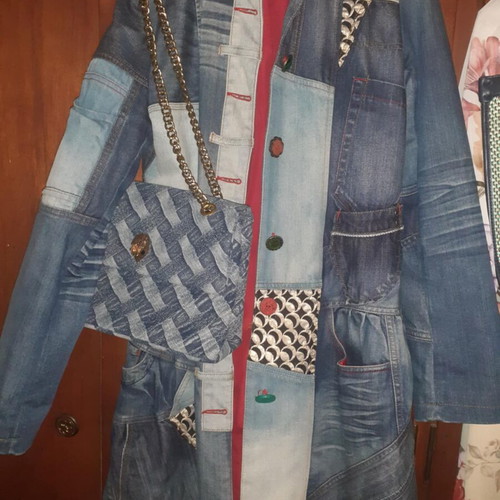 Desigual denim coat size S like new with denim bag