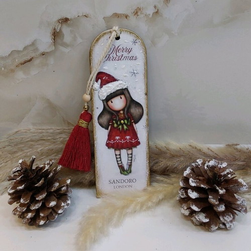 Handmade wooden Christmas bookmark new