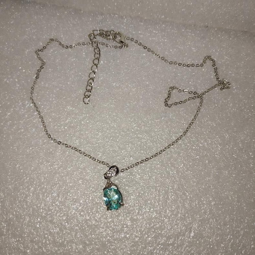 Pendant with blue crystal and silver chain like new