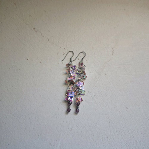 Earrings with iridescent elements like new, length 7cm