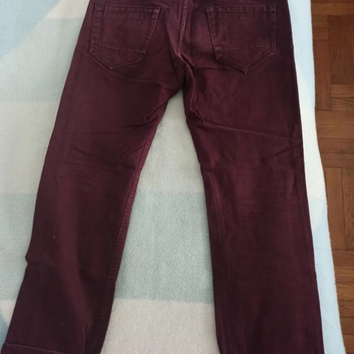 Men's burgundy denim pants medium long used A Deep