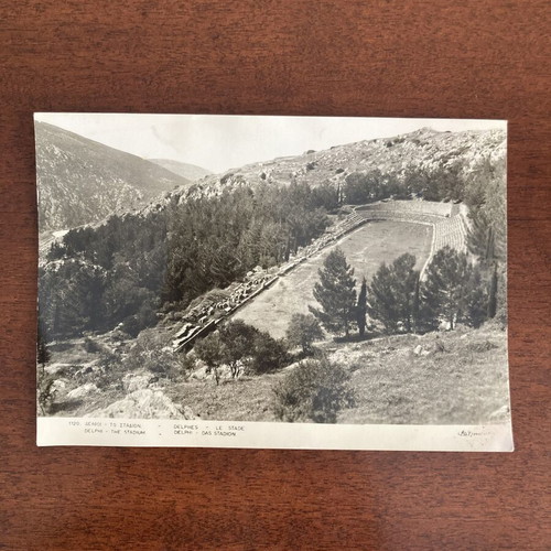 Vintage Greece postcards, Delphi The Stadium, black and white