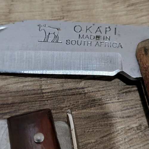 Okapi knife used, old knife made in South Africa