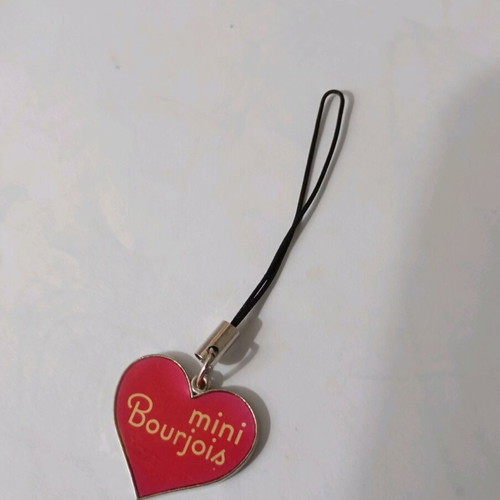 Mobile phone keychain heart-shaped, metal, red