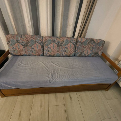 Sofa bed used with mattress and storage drawer