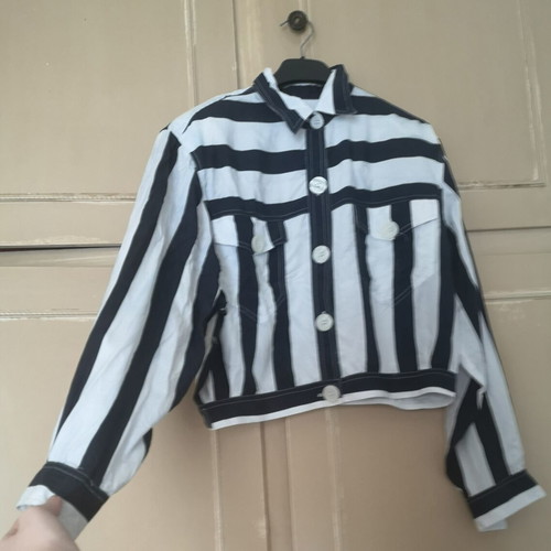 Mexx striped cropped jacket shirt size L 40 used