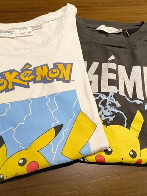 Pokémon Zara t-shirts used, pack of 2, 140 cm, 9-10 years, black and white