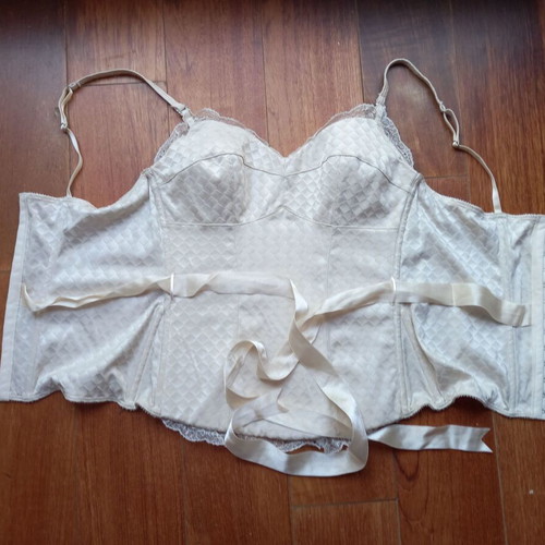 Bustier size Small like new, ivory with satin belt and lace