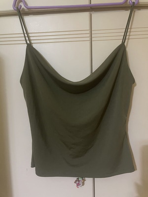 H&M Khaki Top with Draped Neckline Size M Like New