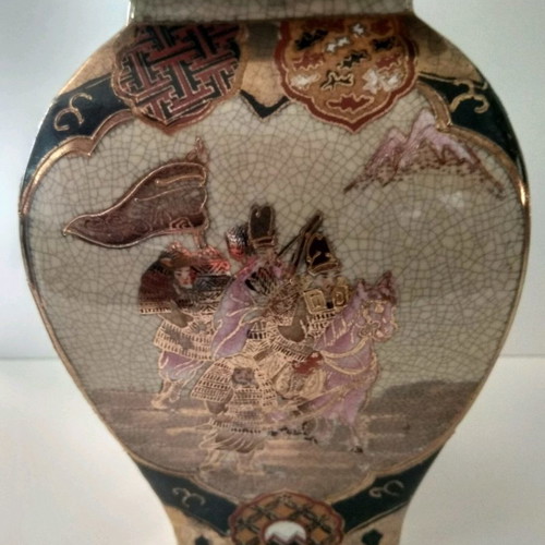 Satsuma porcelain vase set of 2 used