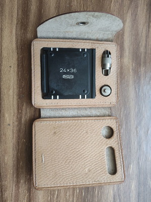 Meopta Flexaret 35mm film adapter with leather case like new