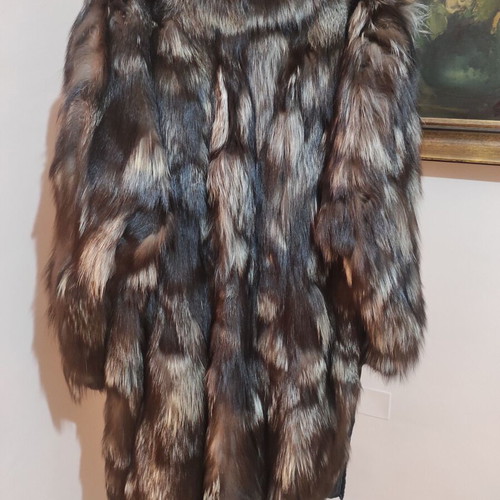 Renard fur coat new from fox in brown and white tones