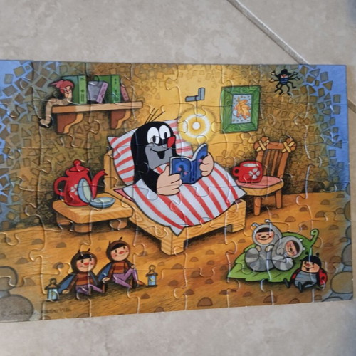 Dino Krtek and Pearl children's puzzle used, 2 x 48 pieces