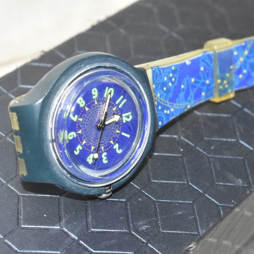 Swatch Scuba 200 Rowing SDN104 vintage navy blue watch used 1994