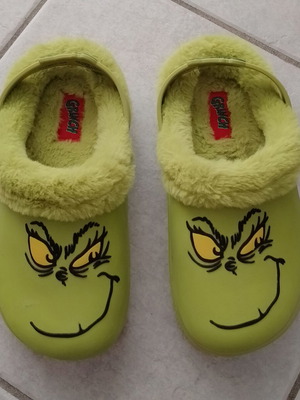 Grinch παντόφλες-σαμπό με επένδυση, μέγεθος 30-31, πράσινες